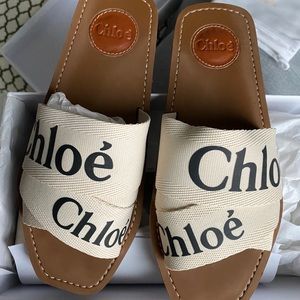 Chloe White Woody Sandals